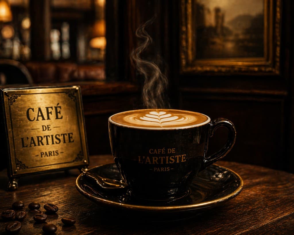 Flat white sau latte cu artă în spumă, abur deasupra